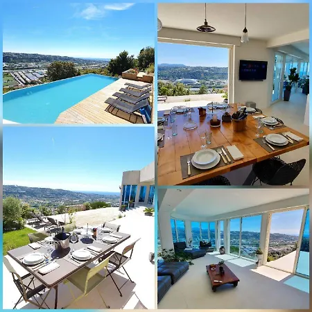 Вилла Exceptional Californian Villa, Panoramic Sea View, Infinity Pool Сен-Лоран-дю-Вар